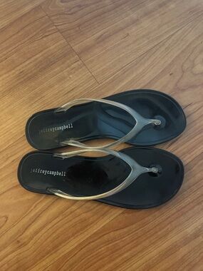 Jeffrey Campbell Black Sandals with clear straps